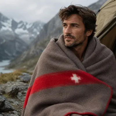 Linge de lit - Merino wool blanket SWISS ARMY - brown - MOST-BLANKETS