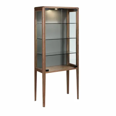 Buffets - Buffet haut en verre trempé et noyer avec éclairage intérieur - ANGEL CERDÁ