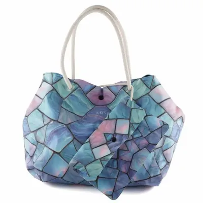 Bags and totes - Medium Blue Mirror Beach Bag - BEACH VIBES