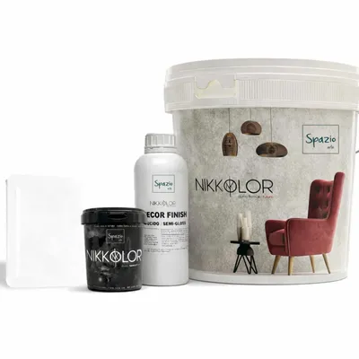 Paints and varnishes - Complete Microcement Kit for 8 m² of Walls and Floors – Natural White - NIKKOLOR ITALIA