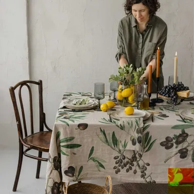 Nappes - Nappe en 100% lin lavé ǀ OLIVES - LINOROOM 100% LINEN TEXTILES