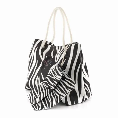 Bags and totes - Medium Black & White Beach Bag - BEACH VIBES