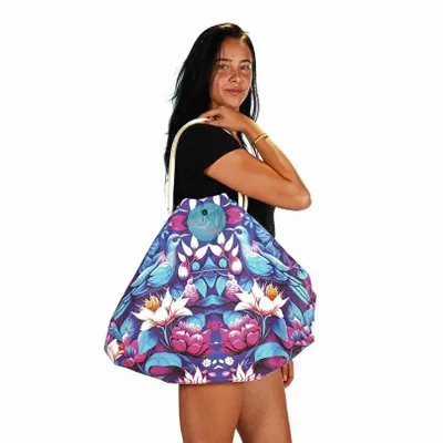 Bags and totes - Electric Blue Floral Beach Bag - BEACH VIBES