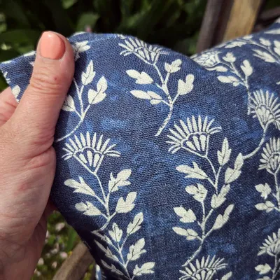 Cushions - Indigo blue block print pillowcase Hannes 100% linen - NORAVILLA