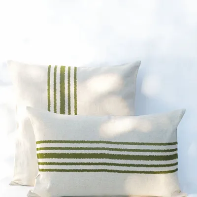 Coussins textile - NO-MAD Raku Cushion Cover in Cotton Linen with Embroidery - NO-MAD