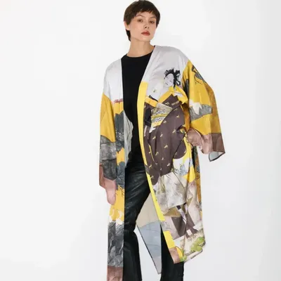 Apparel - All-Over Print Kimono “Scattered Pears” - MARALETTO