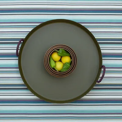 Platter and bowls - NO-MAD Thali Tray in PU Coated Stainless Steel and Cotton Cord - NO-MAD