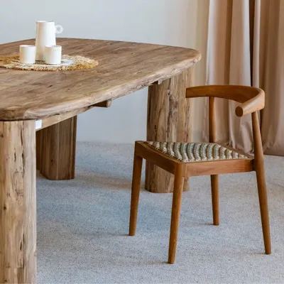 Chaises - AMBIA - Chaise en bois de teck et corde synthétique naturel - HYDILE