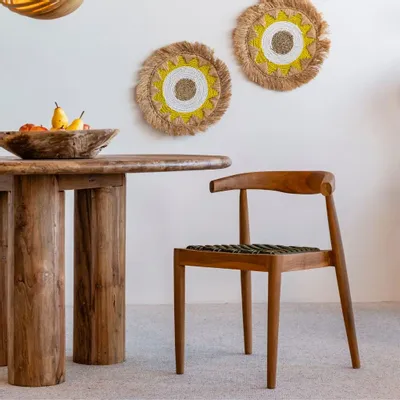 Chairs - AMBIA - Teak wood and green natural rope chair - HYDILE