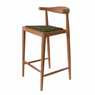 Chairs - AMBIA - Teak and khaki rope bar stool - HYDILE