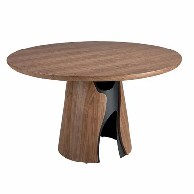 Dining Tables - Round dining table in walnut and black epoxy steel - ANGEL CERDÁ