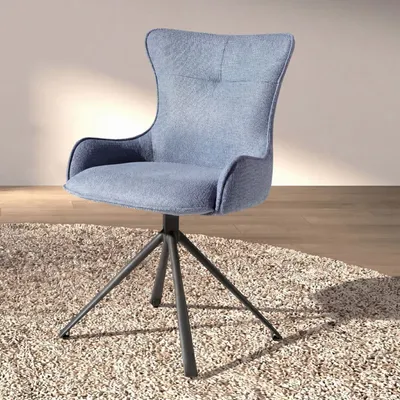 Chaises - Chaise pivotante en tissu bleu - ANGEL CERDÁ