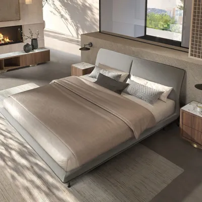 Beds - Dark grey fabric bed - ANGEL CERDÁ