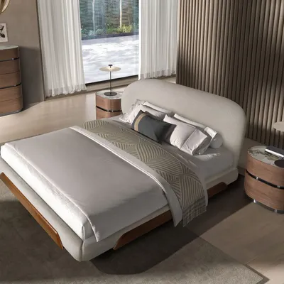 Beds - Light grey fabric bed - ANGEL CERDÁ