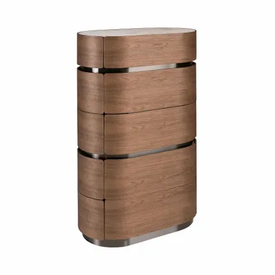Chiffonniers - Chiffonnier en noyer avec base en acier foncé et plateau en marbre céramique - ANGEL CERDÁ