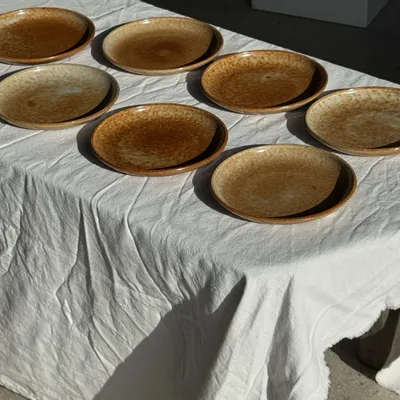 Assiettes au quotidien - Lot de 7 petites assiettes à dessert plates en grès orange D18 - OFFICE OBJETS
