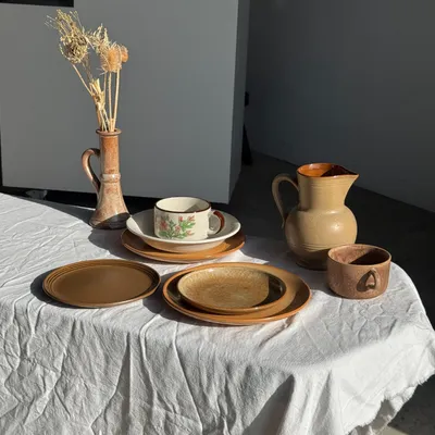 Assiettes au quotidien - Lot de 7 petites assiettes à dessert plates en grès orange D18 - OFFICE OBJETS