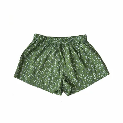 Sleepwear - Sleep Shorts: Falling Leaf Green - LIME TREE DESIGN