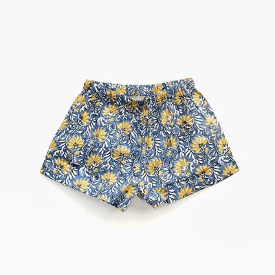 Sleepwear - Sleep Shorts: Jaipur Blue and Yellow - LIME TREE DESIGN