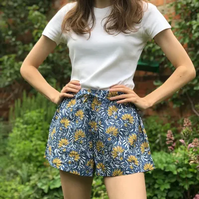 Sleepwear - Sleep Shorts: Jaipur Blue and Yellow - LIME TREE DESIGN
