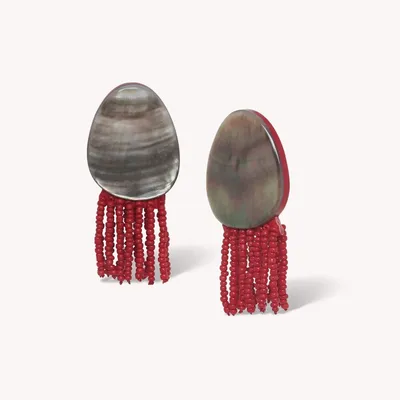 Bijoux - Boucles d'oreilles clips pampilles rouges - Sumida - NATURE BIJOUX