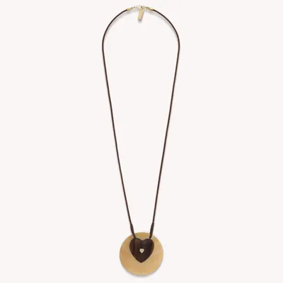 Bijoux - Collier long pendentif nacre et bois - Wild Heart - NATURE BIJOUX