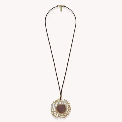 Jewelry - Golden MOP pendant long necklace - Corallium - NATURE BIJOUX