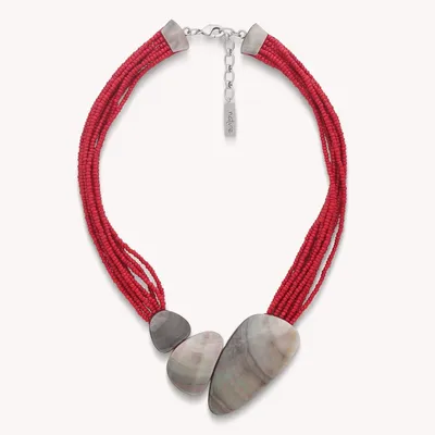 Bijoux - Collier petit plastron 3 éléments nacre noire - Sumida - NATURE BIJOUX