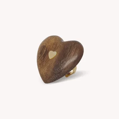 Bijoux - Bague ajustable coeur bois de roblès - Wild Heart - NATURE BIJOUX