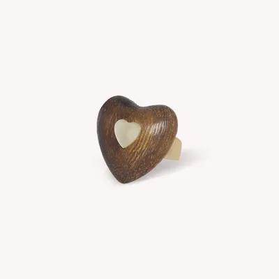 Bijoux - Bague ajustable petit coeur bois - Wild Heart - NATURE BIJOUX