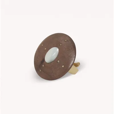 Jewelry - Adjustable round ring wood & shell cab - Oman - NATURE BIJOUX