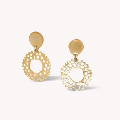 Jewelry - Golden MOP ring post earrings - Corallium - NATURE BIJOUX