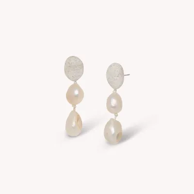 Bijoux - Boucles d'oreilles poussoir rang de 3 perles - Bora Bora - NATURE BIJOUX