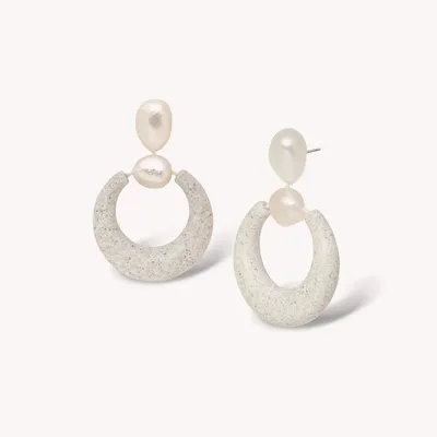 Bijoux - Boucles d'oreilles poussoir anneau sable - Bora Bora - NATURE BIJOUX