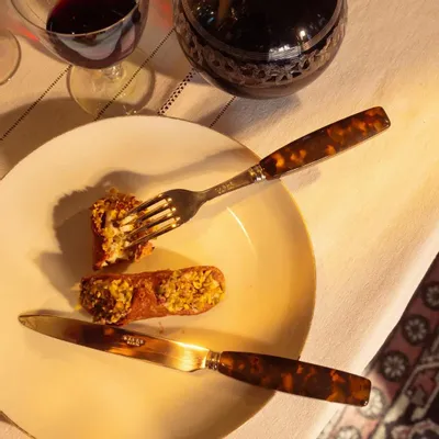 Flatware - 4 pieces cutlery set - Djembe, Faux Tortoise - SABRE PARIS