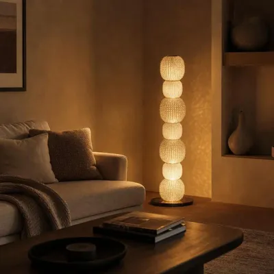 Lampadaires - POMPADOUR – Lampadaire artisanal en perles de verre - SPIRIDON DECO