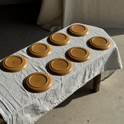 Assiettes au quotidien - Lot de 8 assiettes à dessert en grès orange foncé Longchamp D19,5 - OFFICE OBJETS