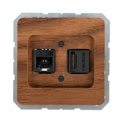 Office design and planning - 2 x Modular jack socket - WEMEL WOOD