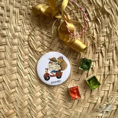 Children's decorative items - Magnet Le Père Noël À Scooter - POP ET SES FRÈRES