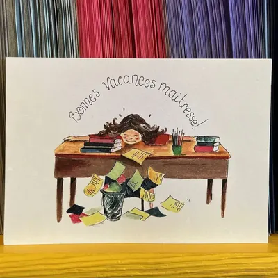 Card shop - Postcard - Merci Maitresse À Son Bureau - POP ET SES FRÈRES