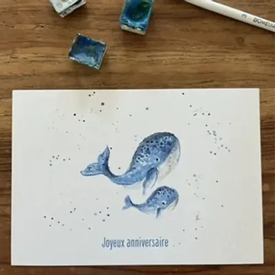 Carterie - Carte Postale Joyeux Anniversaire - Les Baleines Bleues - POP ET SES FRÈRES