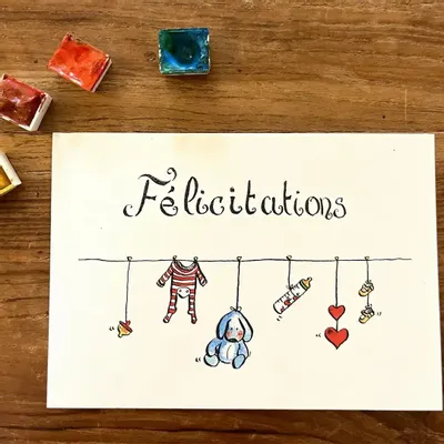 Card shop - Baby postcard - Felicitations Pour Le Bébé - POP ET SES FRÈRES