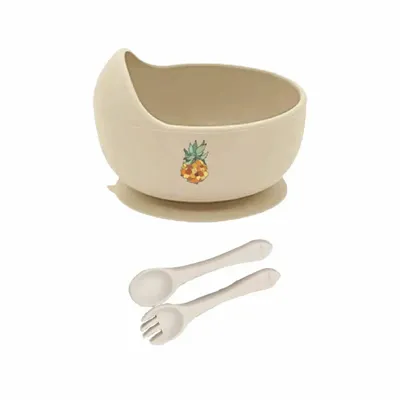 Repas pour enfant - Bol et Couverts Silicone L'Ananas Victoria - POP ET SES FRÈRES