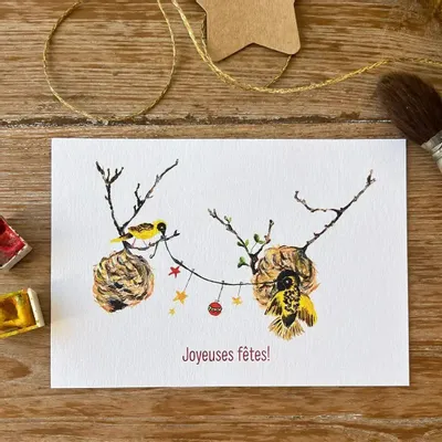 Card shop - Xmas postcard - Le Nid de Belier et Guirlande - POP ET SES FRÈRES