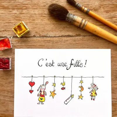 Card shop - Baby postcard - C'Est Une Fille Biberon - POP ET SES FRÈRES