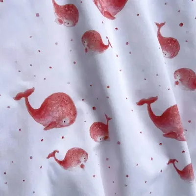 Fabrics - Cotton fabric Oeko Tex - Les Baleines Roses - POP ET SES FRÈRES