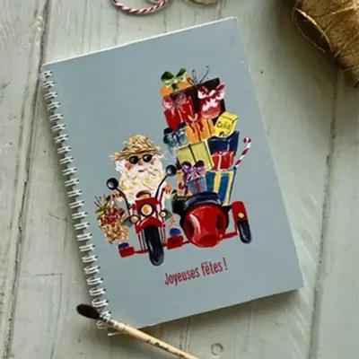 Papeterie - Carnet de Notes Le Père Noël en Side Car - POP ET SES FRÈRES