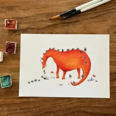 Carterie - Carte Postale - Dino Orange - POP ET SES FRÈRES