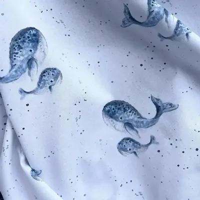 Fabrics - Cotton fabric Oeko Tex - Les Baleines Bleues - POP ET SES FRÈRES