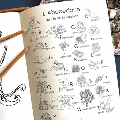 Loisirs créatifs pour enfant - Cahier d'Esquisses - Abécédaire de La Réunion - POP ET SES FRÈRES